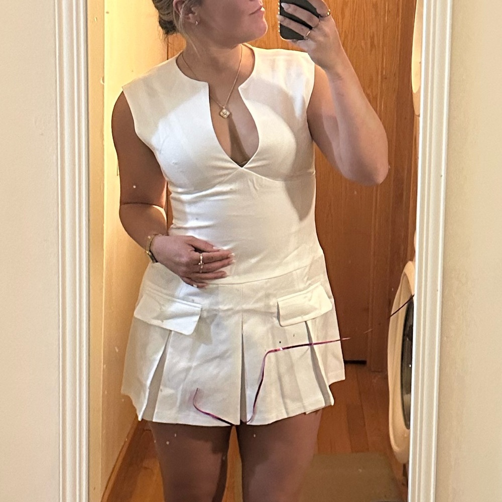 Peppermayo Pleated White Mini Dress - Picture 6 of 6